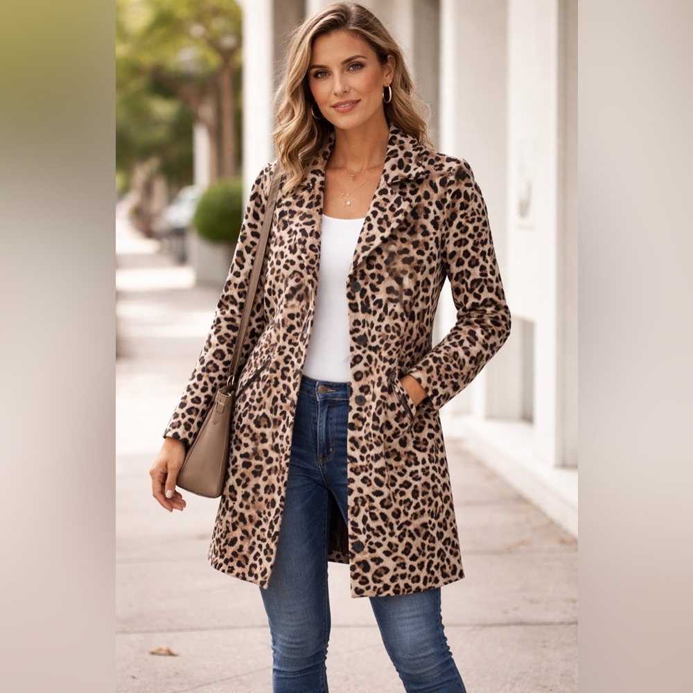 Noisy May Animal Print Coat
